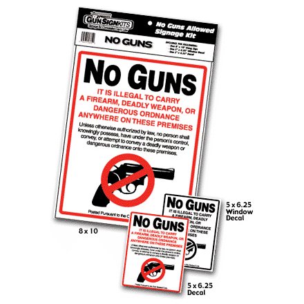 "NO Guns" Sign Kit